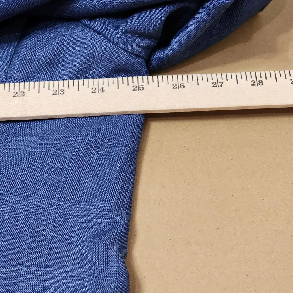 Bocaccio Uomo Suit Jacket Mens 48L Blue Stripe Poly Rayon Two Button Blazer